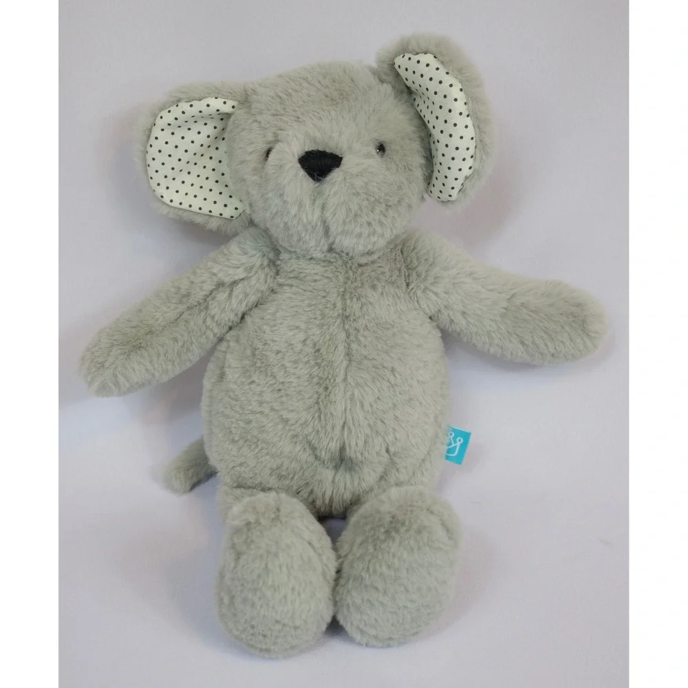 Manhattan Toy Company Grey Mouse Plush Polka Dot Ears Soft Stuffed Animal 14
